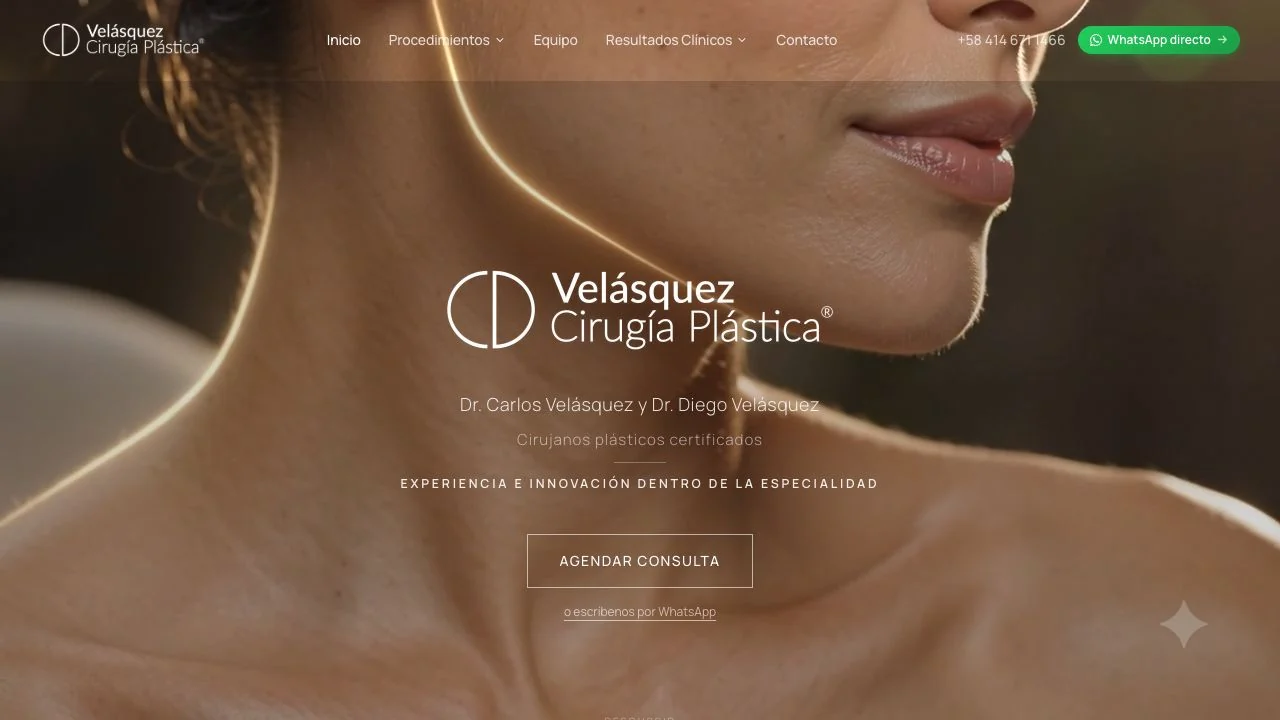 Preview of the Velásquez Plastic Surgery website